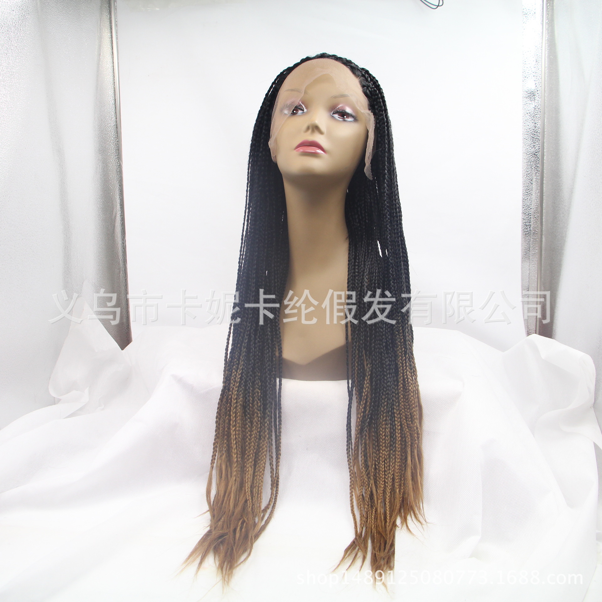 NEWLOOK Hot sale amarillo negro trenzado peluca peluca de encaje instrucción peluca de cabeza