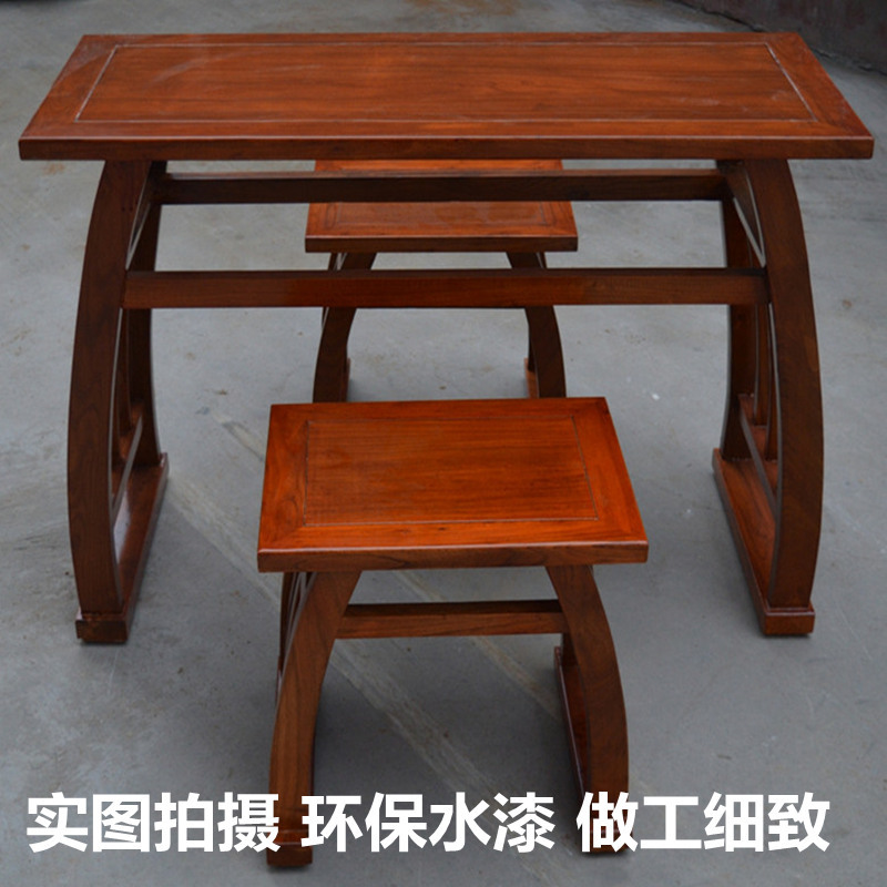 solid wood To fake something antique Ancient Chinese Literature Search Desks and chairs kindergarten Ancient Chinese Literature Search Table Double Student desks Elm Chinese style saddle