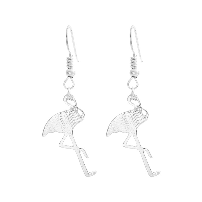 Best Selling Handmade Brushed Red-crowned Crane Earrings Fashion Animal Red-crowned Crane Alloy Earrings display picture 2