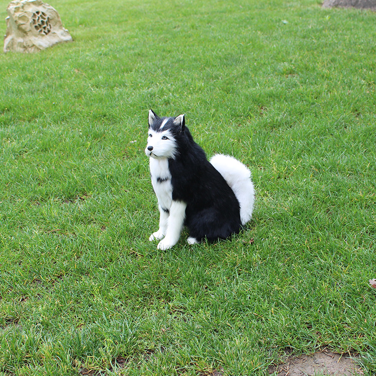 Zodiaco animal adornos samoyedo negro blanco piel regalo forma lindo perro de simulación
