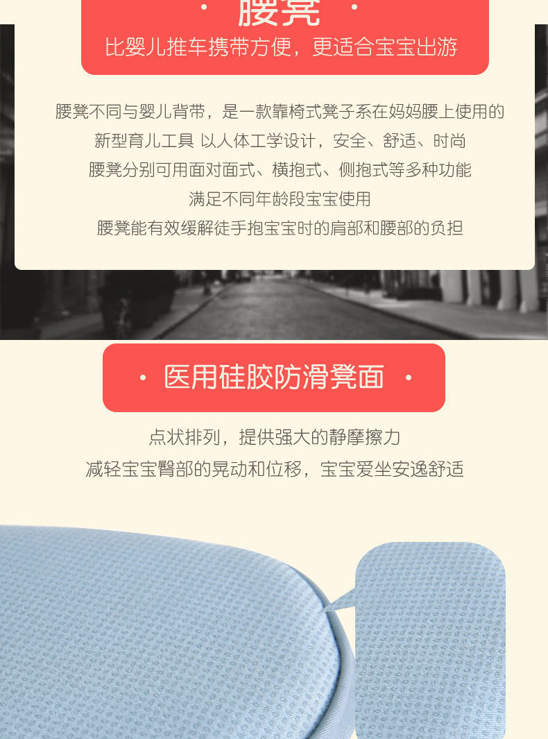 韩版爆款多功能前抱式双肩四季透气清凉大网格婴儿腰凳背带宝坐凳详情8