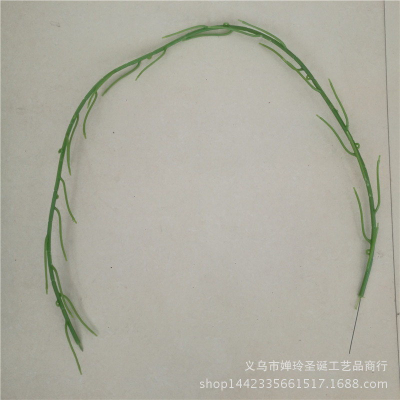 厂家供应仿真花枝头 1.3米25叉樱花藤条 植物墙过胶绿叶装饰藤条