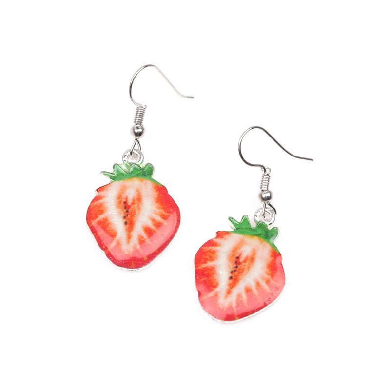Niedliche Cartoon Erdbeere Wassermelone Ohrringe Ohrringe Damen Neue Frucht Ohrringe Ohrringe display picture 22