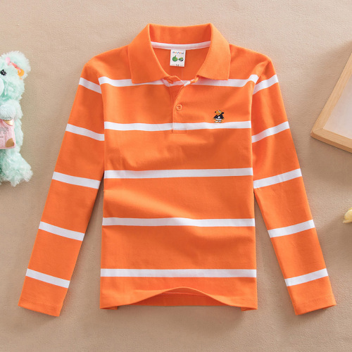 Bala bala children's T-shirt spring and autumn boys' long-sleeved T-shirt Korean style children's pure cotton lapel polo shirt