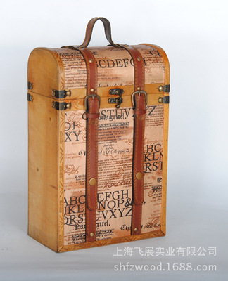 供应双瓶装仿古红酒木盒，仿古木箱订做（上海浦东工厂）|ru