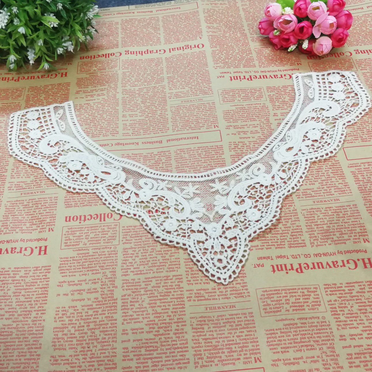 水溶蕾丝领花 服装辅料花边 网布领花花片 U形领镂空绣 厂家直销