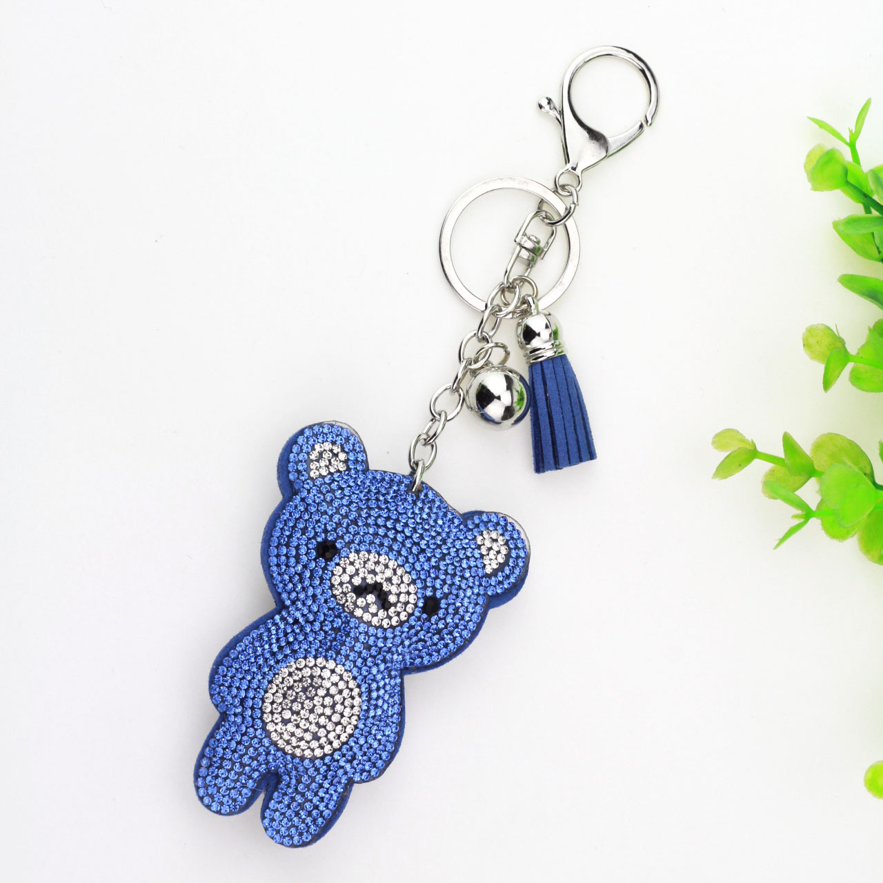 35g Weight Keychain Classification 1 Piece Quantity Daily Occasion Flannel Material Bag, Bear Pattern Women's Gender Diamond Design Cute, Korean Style Style 1 Piece Bag Bear Keychain Flannel Women's Cute Korean Style Keychain 4