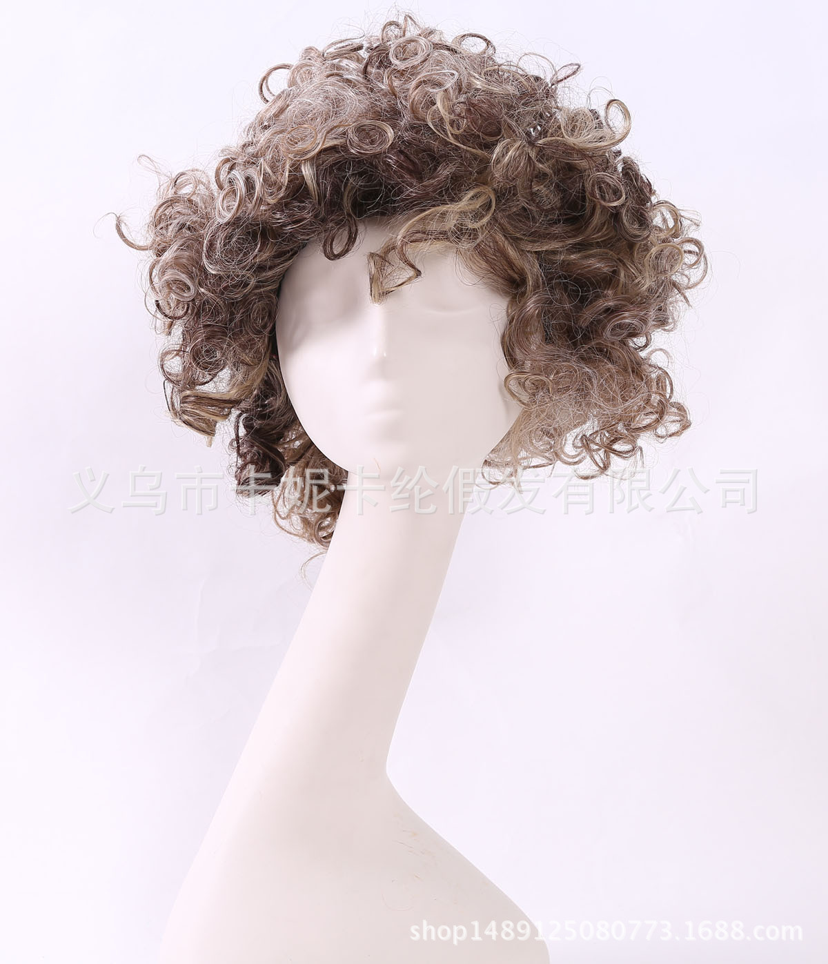 Nuevo estilo de cabello de fan de color curry estilo de moda europeo y americano rizos