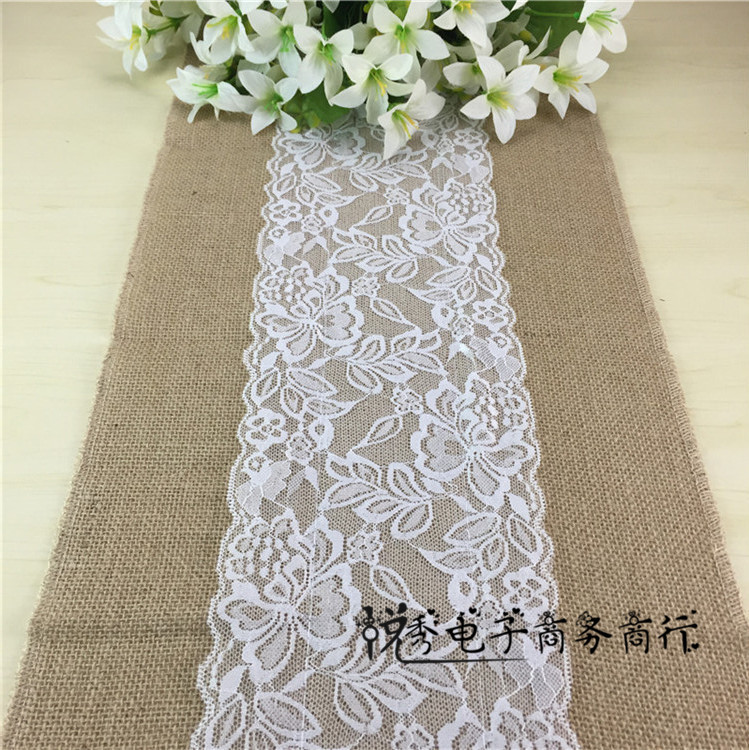 厂家直销 蕾丝麻布桌旗桌垫 餐桌旗 欧式派对家居装饰用品批发|ms