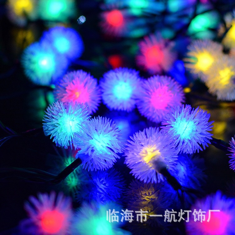 string lights LED Solar Lights 50L Fur Ball banquet Christmas handicraft decorate outdoors Coloured lights Manufactor