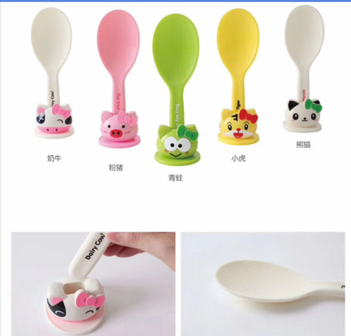 SP068KITTY rice spoon cartoon three-dimensional standing rice spoon plastic rice spoon kitchen supplies spoon
