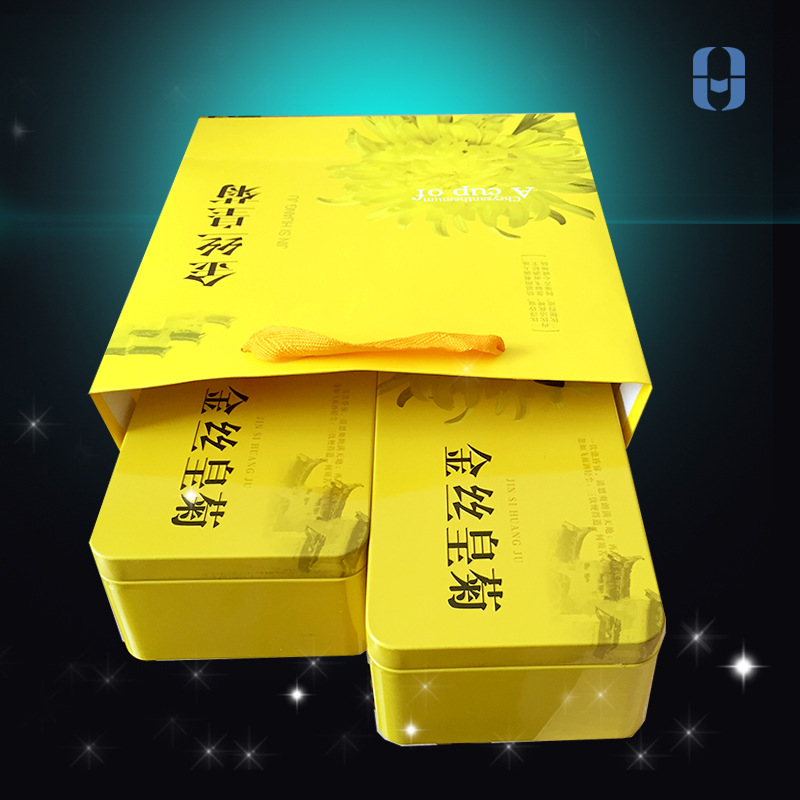 华美制罐厂家直供双盒金丝皇菊大套包装盒 马口铁花茶罐|ms