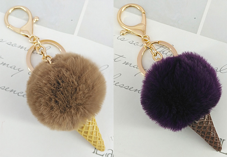 New 5cm Rex Rabbit Fur Straw Ball Cone alloy Bag Key Pendant Keychainpicture8