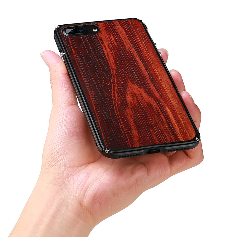 SHOWKOO Legend Mechanical Aluminum Metal Bumper Kevlar Wood Back Case Cover