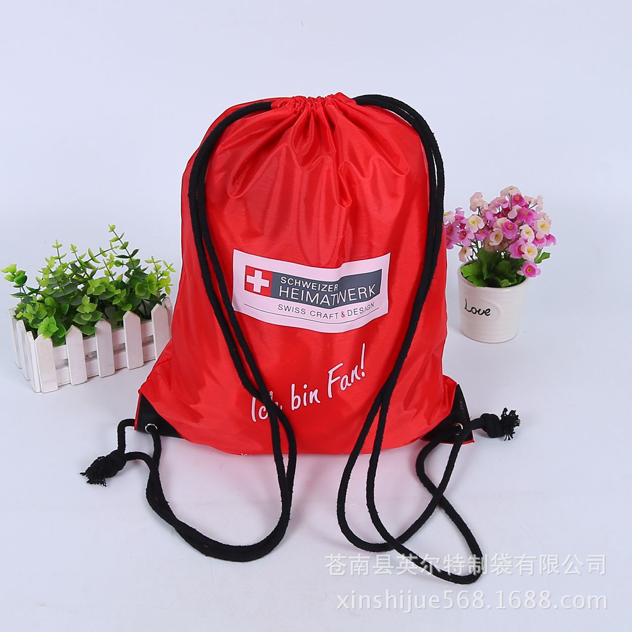 专业定制无纺布防水涤纶束口袋 定做环保购物礼品旅游抽绳背包袋