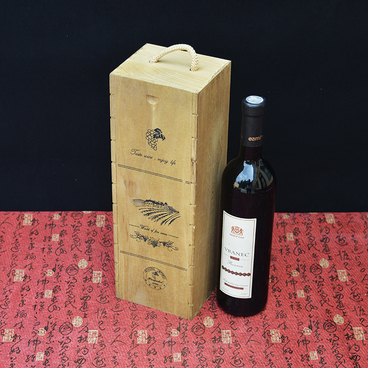 现货实木红酒木盒单支装葡萄酒拉菲包装礼品盒通用木箱加工定做