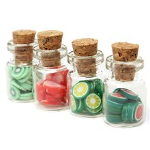 1:12娃娃屋DOLLHOUSE迷你食玩配件 水果片玻璃瓶带木塞罐头 随机