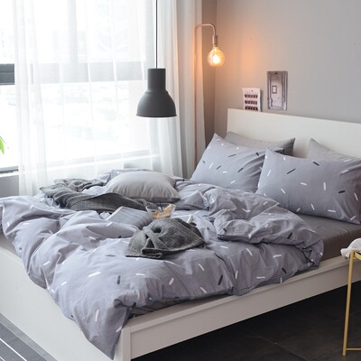 北欧简约纯棉四件套床上用品全棉4件套 床单被套学生宿舍套件