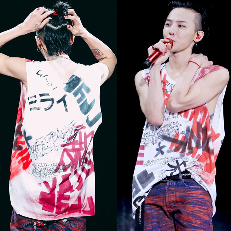 Wxcam Kpop G ドラゴンプリントtシャツ ノースリーブtシャツ Bigbang Gd G Dragon ユニセックス 落書きベスト デジタルプリントtシャツ T Shirts Aliexpress