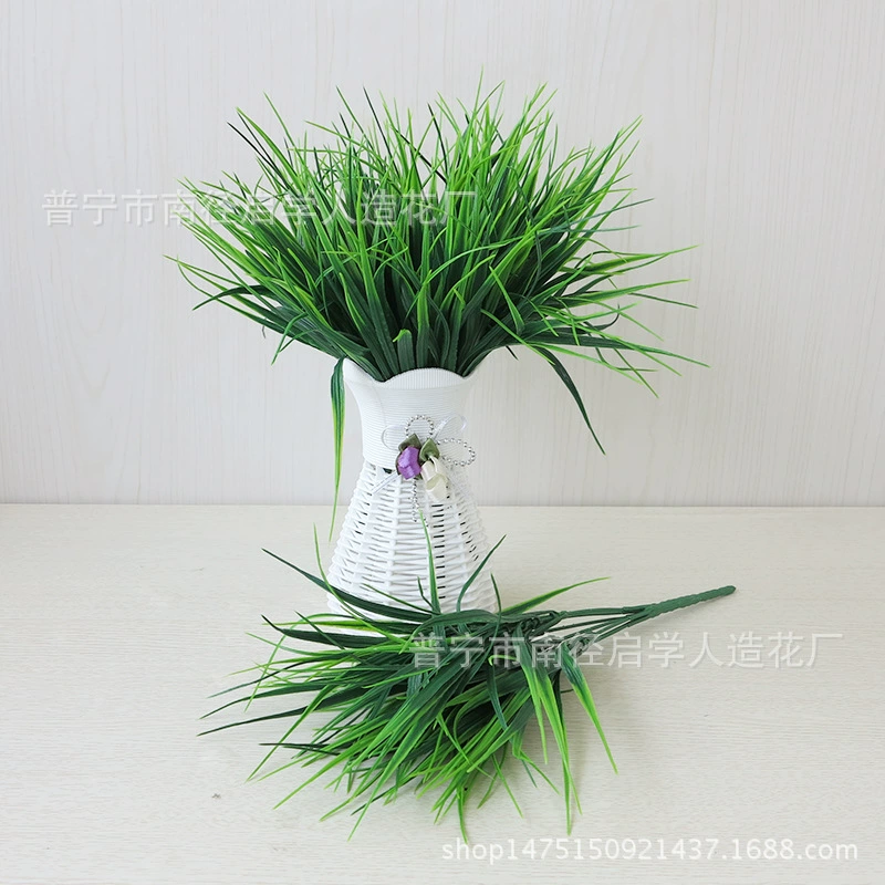 В наличии искусственный цветок Искусственные букеты цветов 7 вилок 98 листьев Весенняя трава пластиковая трава украшение для дома и гостиной цветы