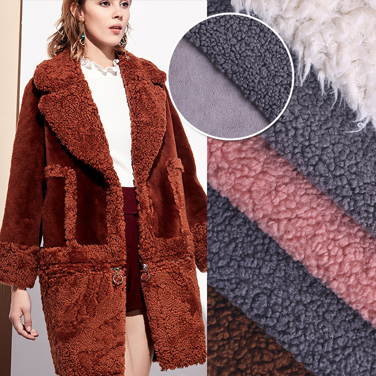 针织皮毛一体现货 经编羊毛双面绒 秋冬抽象花型全涤绒布