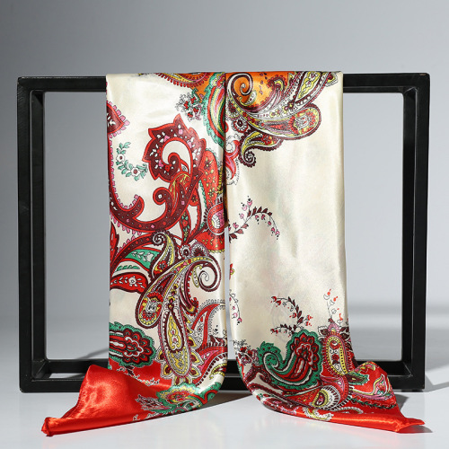 Taobao Korean Dongdaemun Large Square Scarf with Print, Sectional Women's Versatile Walnuts Flower Silk Scarf, Wholesale