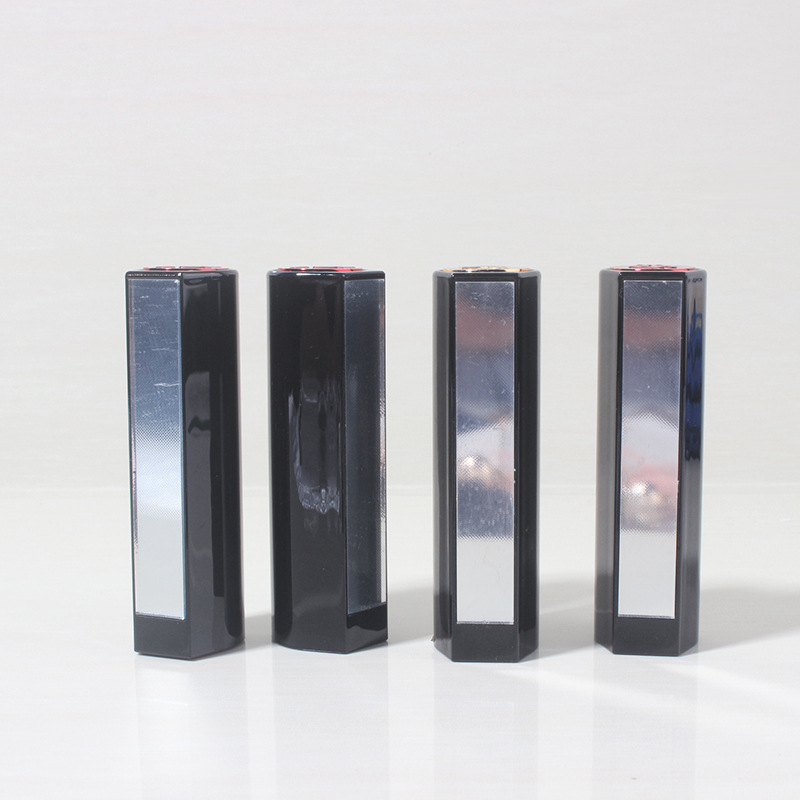 En stock tubo de lápiz labial al por mayor con espejo suministro de plástico 12,1 calibre primavera oro negro rojo paquete de maquillaje lápiz labial tubo vacío