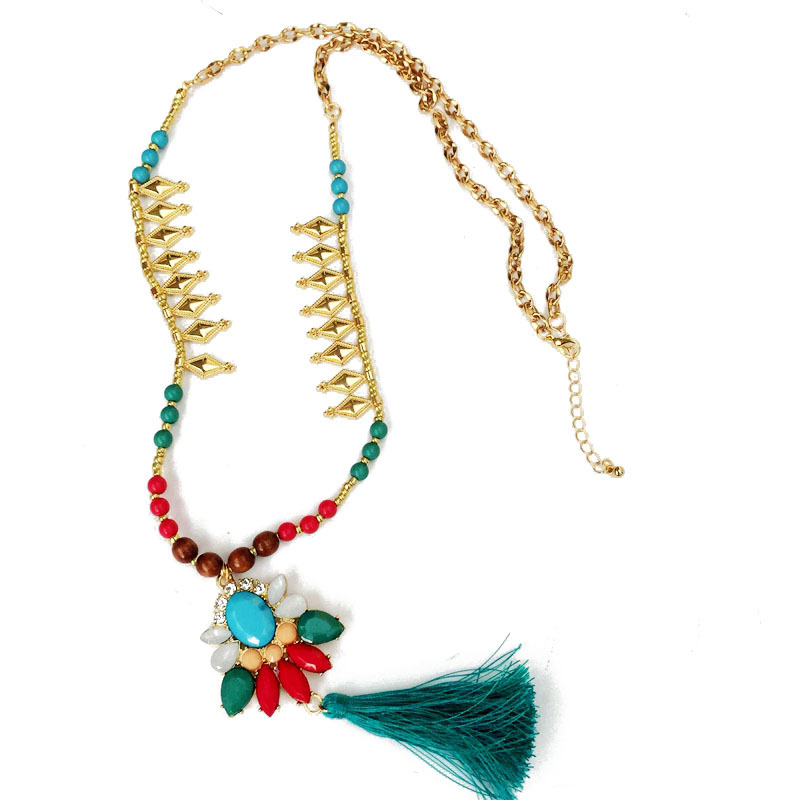 Wholesale Colorful Fringed Necklace Sweater Chain Jewelry Long Necklace display picture 5