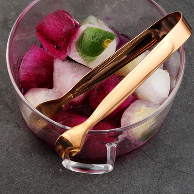 玫瑰金 咖啡厅冰块 加厚不锈钢圆形冰夹 糖夹 食物夹 厨房用品