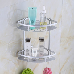 Aluminum Double-layer Triangular Basket Corner Bracket Aluminum Plate Bathroom Storage Shelf Bathroom Triangle Rack Bracket Wholesale