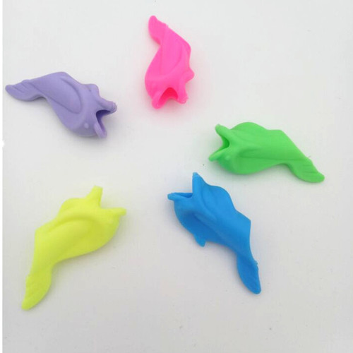 Candy color dolphin silicone pen grip corrector children's fish pen grip silicone high quality material non-toxic and odorless
