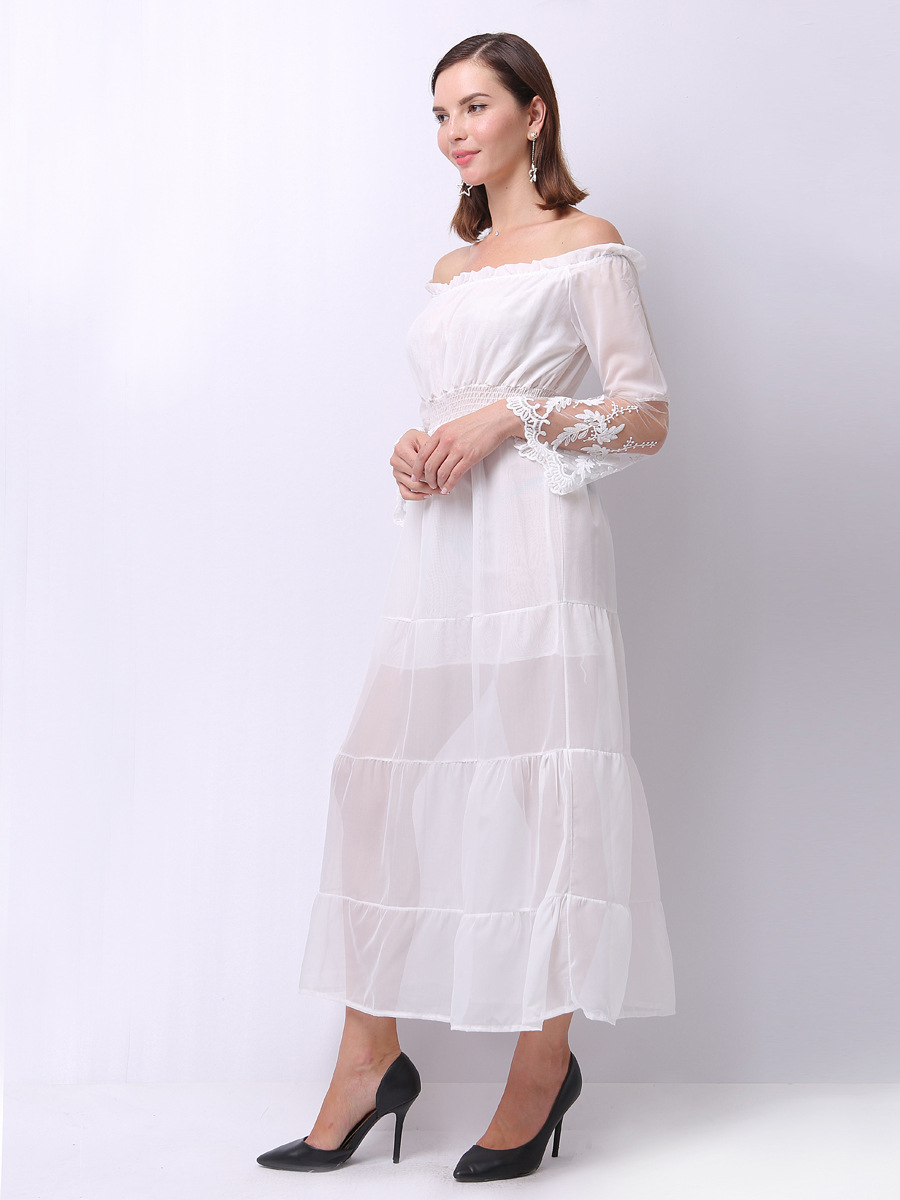 light white slim long-sleeved dress nihaostyles clothing wholesale NSJR70574