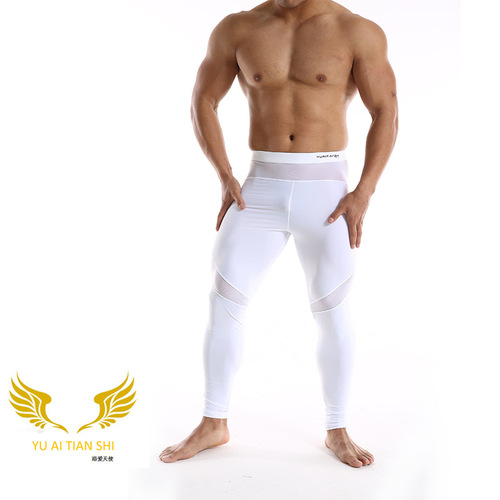 Men's nylon mid-waist sports fitness cycling pants, fashionable casual pants, one-piece drop shipping tight pants for men