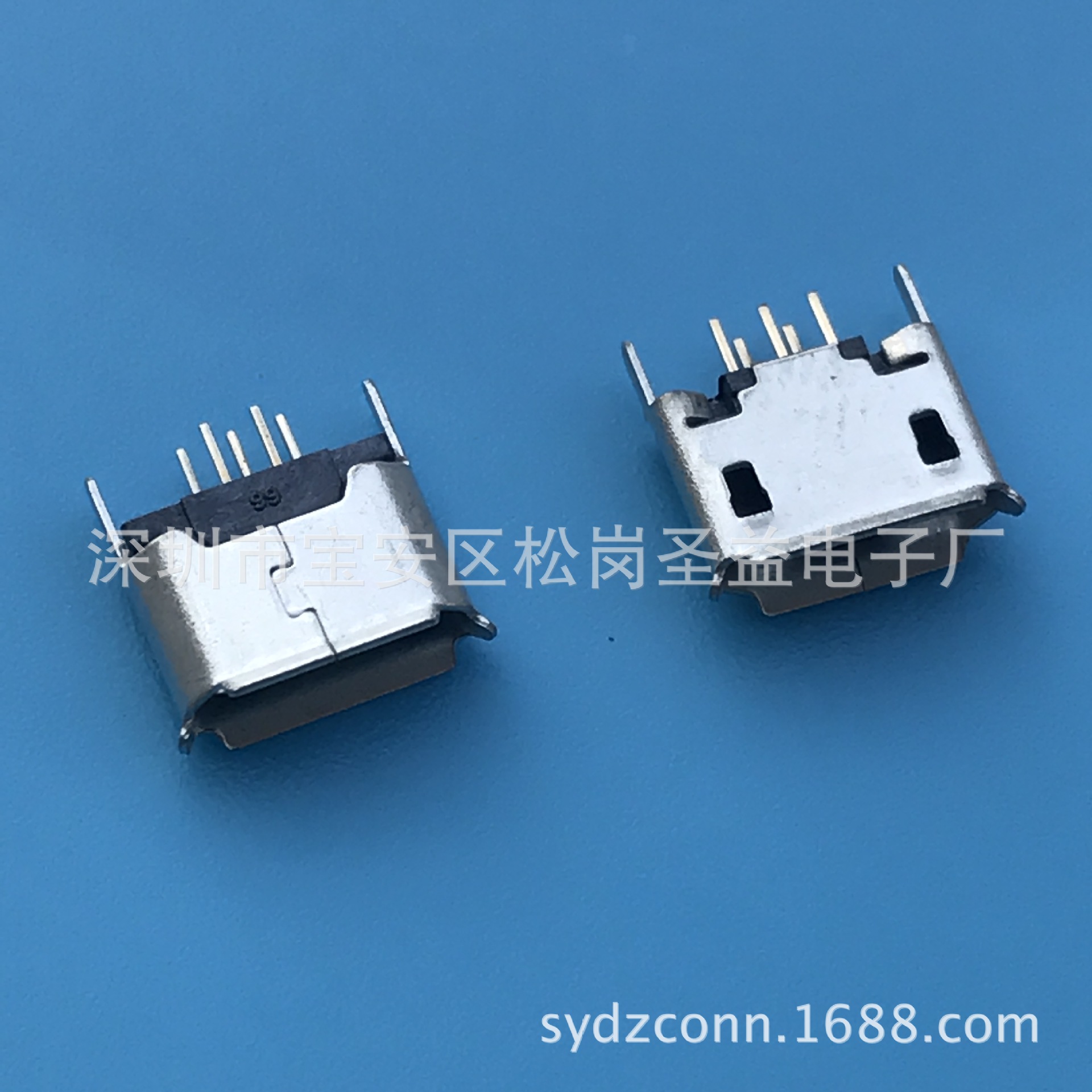 MICRO母座 立式USB 5P B型180度直插加长2.0mm有卷边 加长脚-阿里巴巴