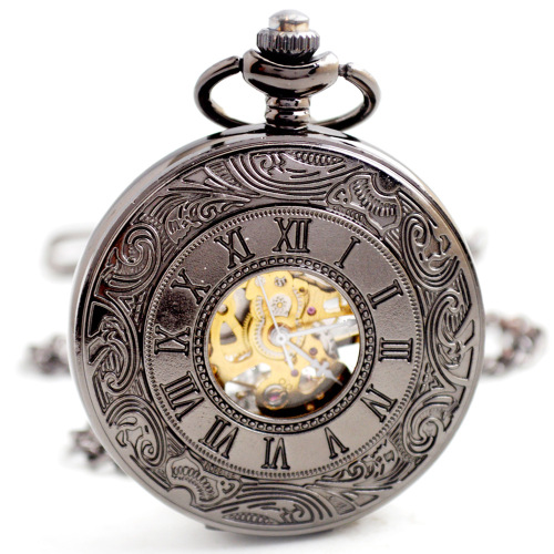 2017 Autumn New Mechanical Pocket Watch Chain Hollow Mechanical Roman Pocket Watch Men's Casual Large Mechanical Wall Watch