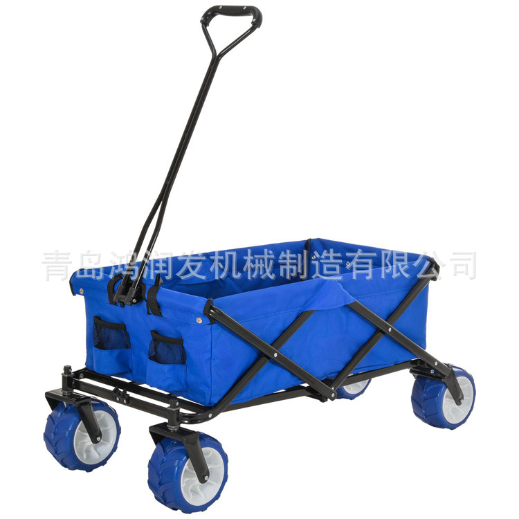 厂家供应户外折叠工具布兜车后框刹车蓝色加宽PU轮TC3015