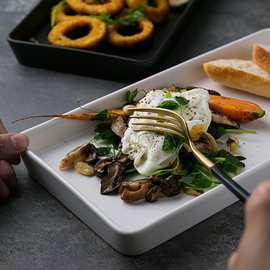 现货欧式陶瓷西餐盘长条盘创意纯色鱼盘点心盘寿司盘餐厅摆盘家用