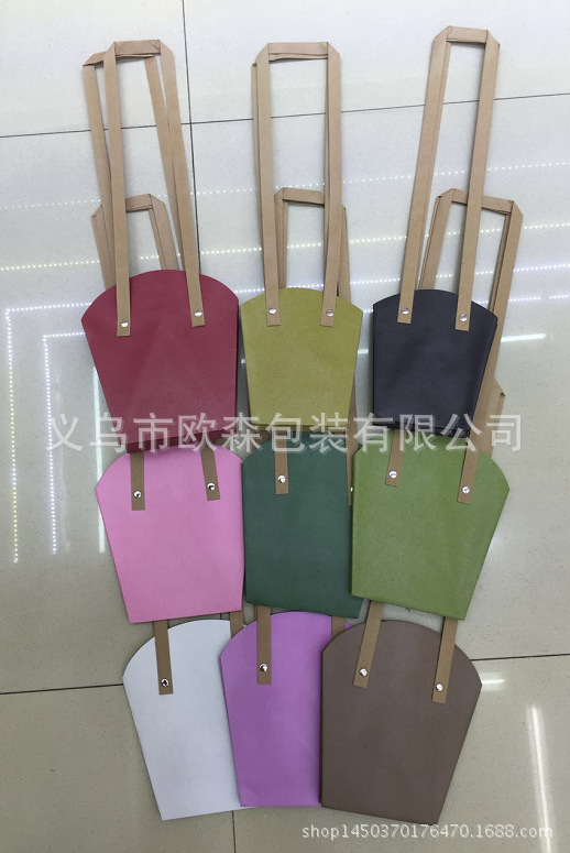 定做牛皮纸卡纸防水礼品袋 盆栽鲜花手提袋 植物防水养殖礼品纸袋