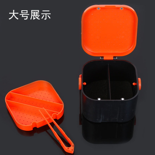 Wholesale red worm box, earthworm box, live bait box, fishing accessories box, double layer earthworm box with tweezers