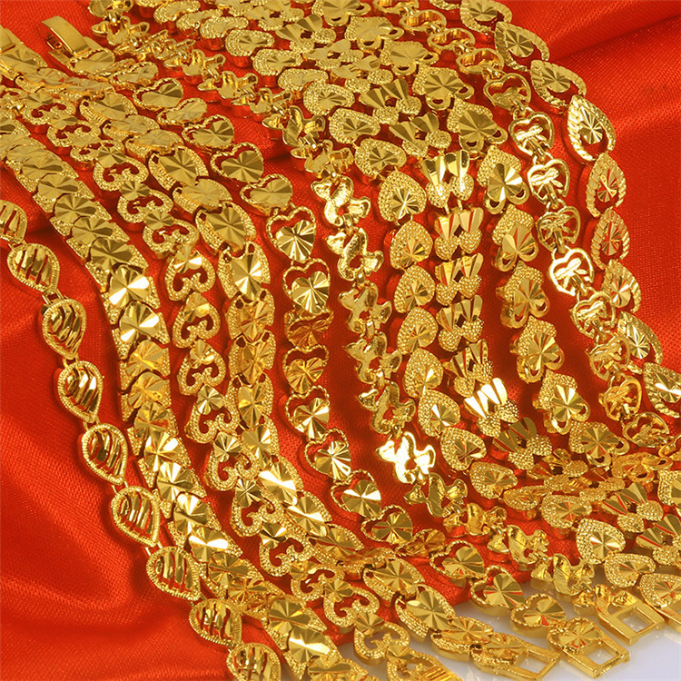 Brass Gold-plated Women's Buckle Bracelet Water Drops Peach Heart Women's All-match Brass Stand Jewelry