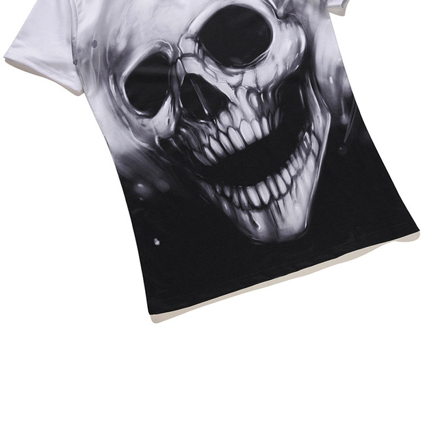 Summer New Street Hip-hop Skull Printed T-shirt 3D Short Sleeve 