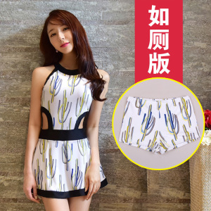 泳衣女连体裙式平角小胸聚拢性感遮肚显瘦裙装保守温泉游泳衣6190