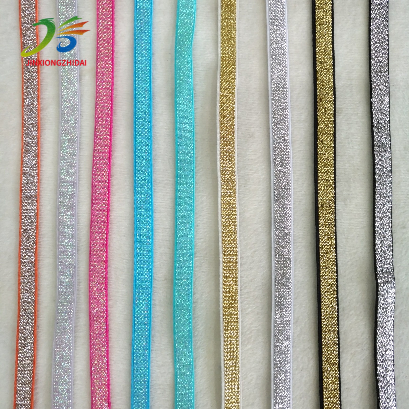 1CM金银丝弹力带 10mm镭射闪葱松紧带 玫瑰金走马带 彩色圆弹力绳