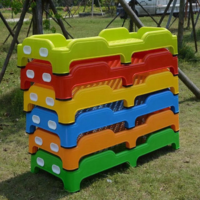 厂家批发幼儿园午休床叠叠床午睡床儿童床塑料午托床护栏单人小床|ru