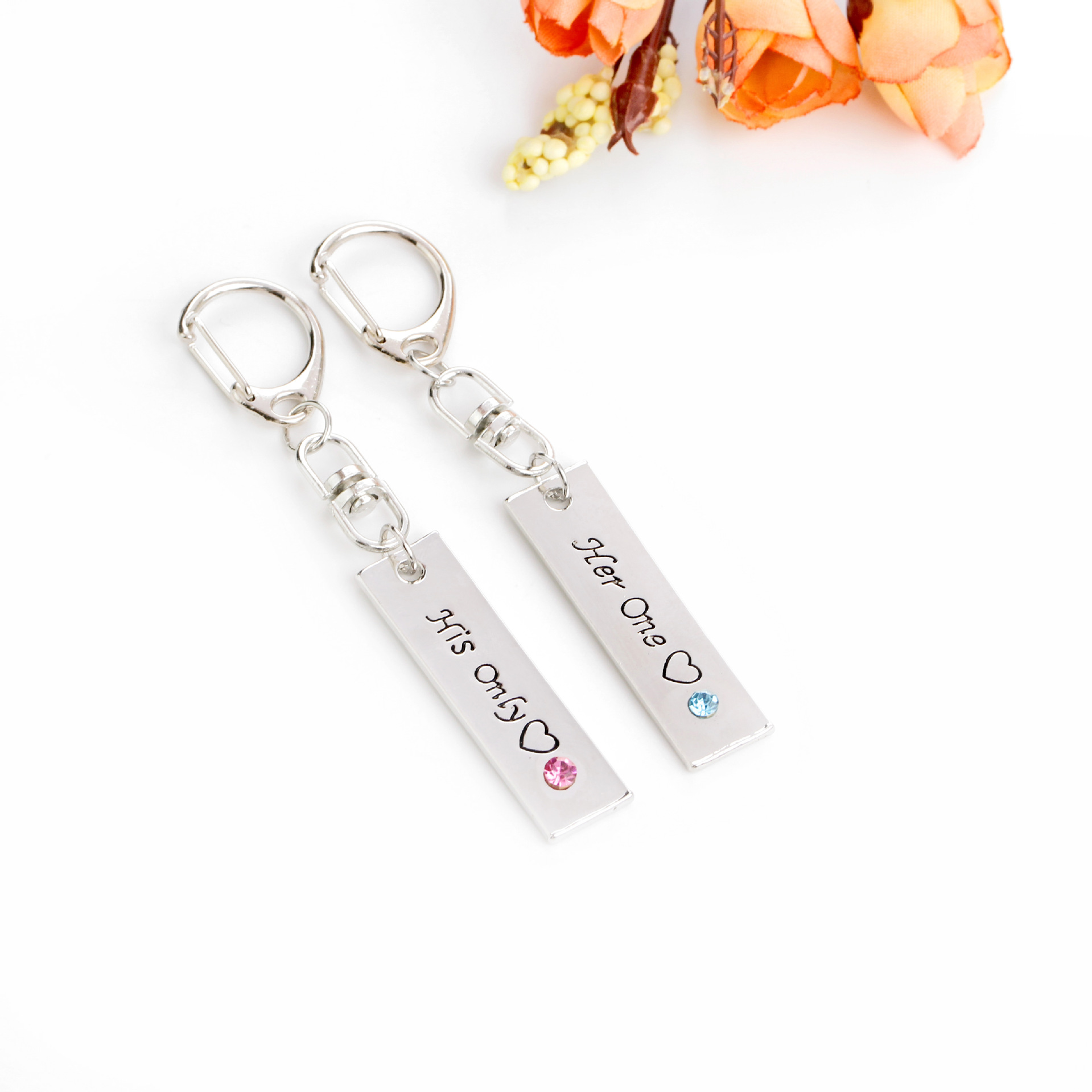 Fashion Simple New Creative Letter Lettering Her One His Only Couple Key Chain Wholesale display picture 6