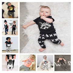 Shangku Kids' Fashionable New INS-style Baby Home Wear Cotton Set: Short-Sleeve T-Shirt and Pants—Two-Piece Wholesale