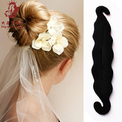 韓式波浪雙彎鈎海綿丸子頭盤發器工具 花苞頭小飾品頭飾髮飾