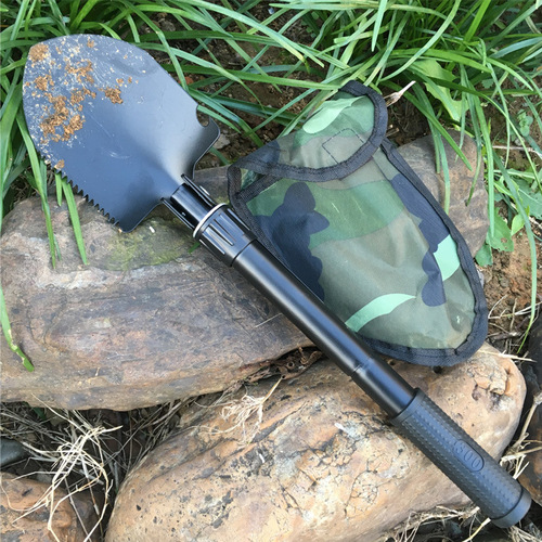 Multifunctional foldable portable vehicle-mounted engineer shovel, good outdoor shovel for camping, factory with storage bag