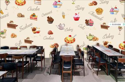 Plans to customize Murals of dessert shop Bakery murals Hotel mural Clothing store mural