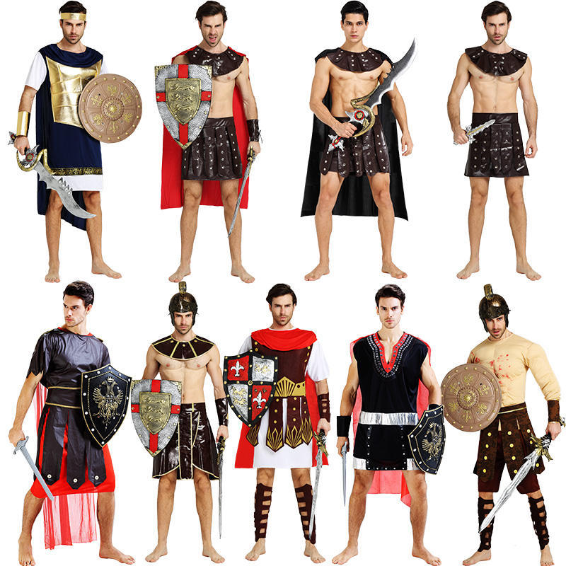 万圣节服装cosp舞会中世纪古罗马斯巴达武士衣服凯撒大帝男女战士